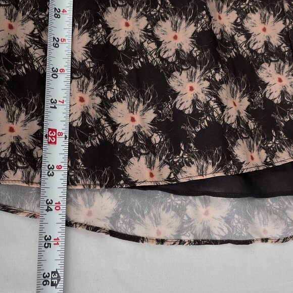 Reiss Floral Crawford Fluid Dress V-Neck Keyhole Black Flowy Cap Sleeve Women 12 - Picture 14 of 15